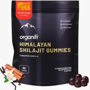 Organifi Shilajit Gummies - Himalayan Shilajit with PrimaVie Shilajit 60 Count